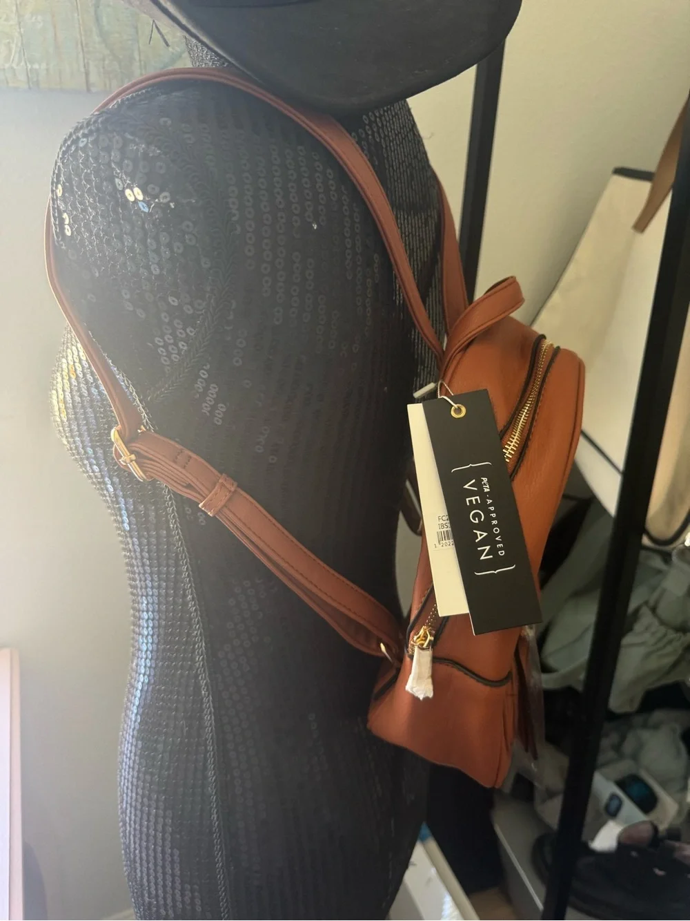 Women's Quilted Mini Backpack - Orange